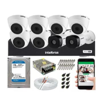 Imagem de Kit Cftv 8 Câmeras Segurança 1 Mega Dvr Intelbras Mhdx 1008c