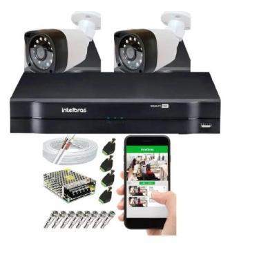 Imagem de Kit 2 Cameras Segurança 1080p Full Hd Dvr Intelbras 4ch S/hd