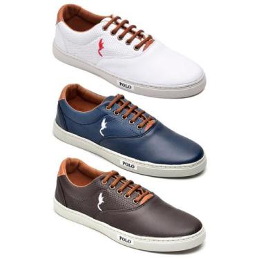 Imagem de Kit 3 Sapatênis Masculino Polo Blu Conforto Leve Dia a Dia, 45, Azul, 
