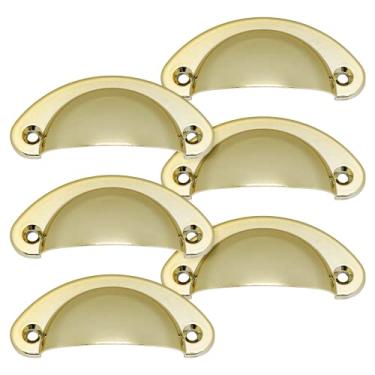 Imagem de 6 Puxadores Concha Para Gaveteiro E Mesa De Cabeceira 64mm (Dourado Brilho)
