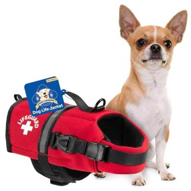 Imagem de Paws Aboard Colete salva-vidas vermelho de neoprene, preservador de vidas para cães ou gatos (PPP 9-2,7 kg)