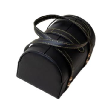 Imagem de Vaveren Pulseira caixa de armazenamento titular jóias elegante couro do plutônio forro macio portátil pulseira organizador caso para shopping, Preto E Bege