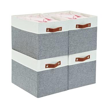Imagem de DECOMOMO Cestas De Armazenamento Para Prateleiras 13X15X13 Caixas De Armário Para Prateleiras, Cestas Para Organização De Armário Kallax Cubby Toy Storage (Cinza E Branco, Pacote Com 4)