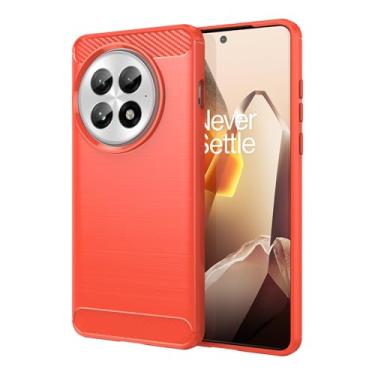 Imagem de CruzerLite Capa feita para OnePlus 13, capa com design de textura de fibra de carbono, antiarranhões, absorção de choque, capa para OnePlus 13 (2024) (vermelho)