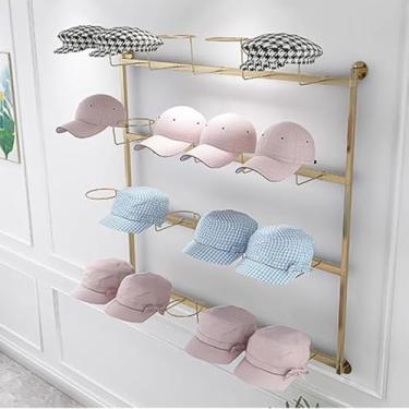 Imagem de Rack de armazenamento de chapéus, suporte para parede de metal, bonés de beisebol, organizador de chapéus, expositor, moderno, metal, chapéus, armazenamento, fixados na parede, cabide para shopping,