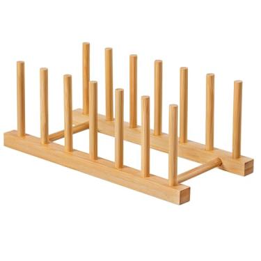 Imagem de HBlife Prato de bambu tigela copo livro pote tampa tábua de corte rack de secagem suporte escorredor armazenamento titular organizador armário de cozinha (manter seco)