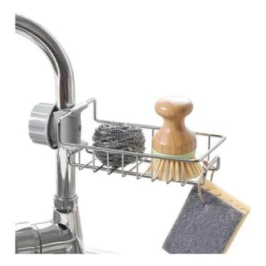 Imagem de Prateleira Cozinha Suporte De Esponja De Aço Inoxidável Ajustável Pia Torneira Sabonete Detergente Pano De Prato Banheiro