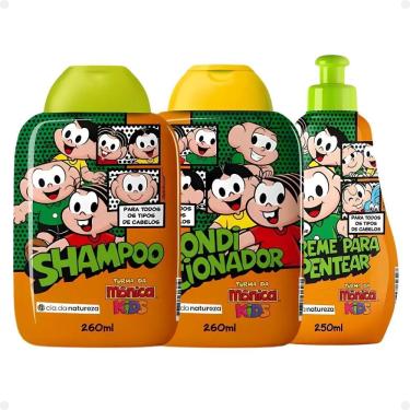 Imagem de Kit Cia da Natureza Turma da Mônica Kids: Shampoo, Condicionador e Creme para Pentear