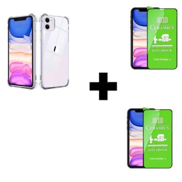 Imagem de 2UN Película Cerâmica 9D + 1UN Capinha Anti Impacto Para Iphone 11 Tra