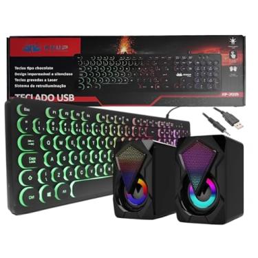 Imagem de Combo Gamer Teclado Tipo Chocolate e Caixa de Som 6w RMS Led RGB Ideal P/Pc Notebook Mac Console de Jogos