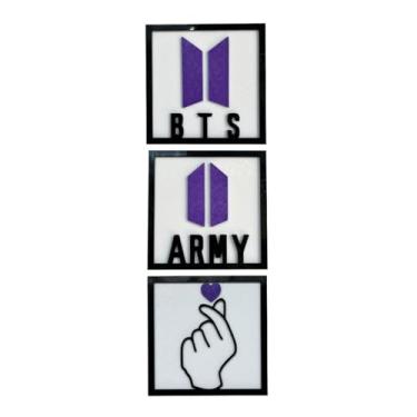 Imagem de 3D Tech solutions, Kit Quadros Bts Army - K-pop Dorameira Detalhes em Roxo