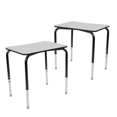 Imagem de 45,7 cm x 60,96 cm Mesa de sala de aula aberta para sala de aula, pacote com 2 - cinza/preto