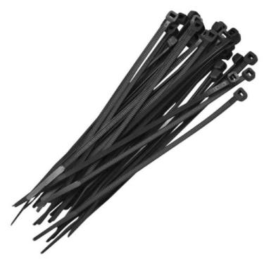 Imagem de Kit c/ 100 Abraçadeira de Nylon Plástico c/ Lacre 3,6 mm 20 Cm Preto P