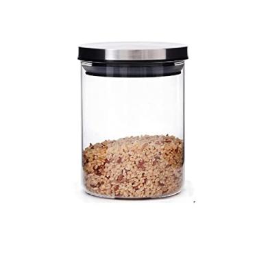 Imagem de Pote De Vidro Redondo Com Tampa Hermética Inox