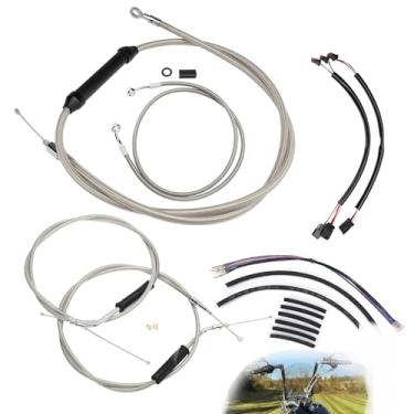 Imagem de TIGERSGATE Kit de cabos Dyna de cabide macaco de 30,5 cm para guidão estendido CAN-Bus/fios de seta/embreagem/cabos do acelerador/linha de freio para modelos Street Bob Super Wide Glide Switchback