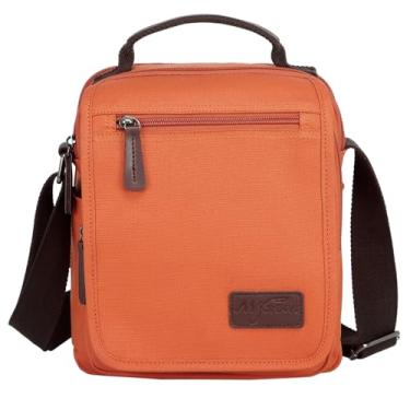 Imagem de mygreen Bolsa tiracolo de lona pequena bolsa mensageiro bolsa de trabalho, Laranja, Small, Bolsa mensageiro masculina, bolsa tiracolo de lona