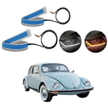 Imagem de Kit Fitas Led DRL Farol + Seta 12v 60cm Fusca 1959 1960 1961 1962 1963