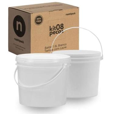 Imagem de Balde Para Requeijão 1.8 Litros Branco 8 Pçs - Nastripack