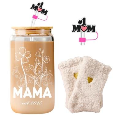 Imagem de Lvoetgif Presentes de primeiro dia das mães para a nova mãe, 1º dia das mães, xícara de café grávida, Mama Est 2025, novos presentes de gravidez para grávidas, cesta de presente para meninos e meninas