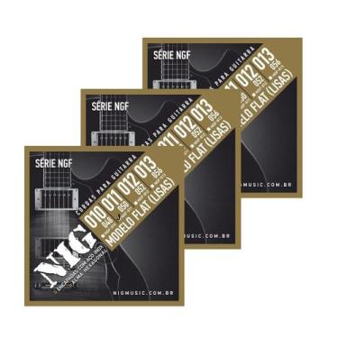 Imagem de Kit 3 Encordoamentos Guitarra NIG .011/.050 Flat NGF-811