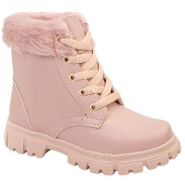 Imagem de Bota Feminina Infantil Bota Tratorada Feminina Botinha Macia Rosa e Preto (Rosa, BR, Criança de 9 a 12 anos, Numérico, 30)