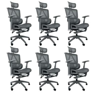 Imagem de Oficial Webshop - Kit 6 Cadeiras de Escritório Presidente Executiva Oficial Titan Cinza