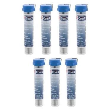 Imagem de 7 Tubos Fio Estanho P/ Solda C/ Fluxo Ra 22g 1,00mm Cobix