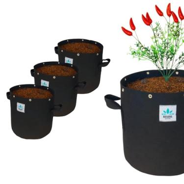 Imagem de Kit 3 Vasos Feltro 15 Litros para Cultivo com Alças e Furos para LST
