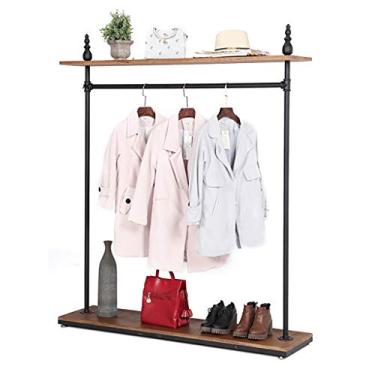 Imagem de CUTPOIY Rack de exibição de roupas de estilo industrial com prateleira de 2 camadas, rack de exibição de roupas independente adequado para casa, varejo (tamanho: 15036155 cm) (150 * 36 * 155 cm)