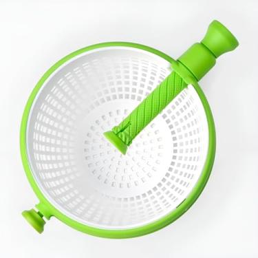 Imagem de Secador de Salada com Centrífuga Manual, 18cm de Cabo, Verde e Branco, 39,5 x 21,5 x 12,5cm