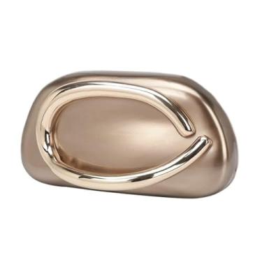 Imagem de Bolsa clutch de acrílico para mulheres, clássica, redonda, acrílica, noturna, vintage, metal, guidão, bolsa para festa de casamento, formatura, Bronze, Medium