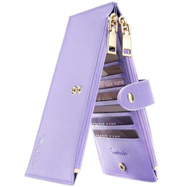 Imagem de Carteira feminina RFID Travelambo Tamanho grande, dobrável, para vários cartões, com zíper, porta-cartões de crédito, one size, Minimalista