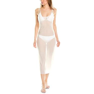 Imagem de WEWOREWHAT Vestido longo feminino nas costas, Off-white, GG