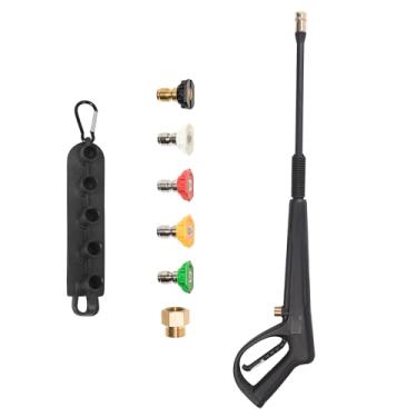 Imagem de WXNANY Pistola de lavadora de pressão Pistola de lavagem de carro com haste de extensão M22-15 mm Encaixe de rosca 5 pontas de bocal e suporte de substituição para Ryobi, Karcher, lavadora elétrica