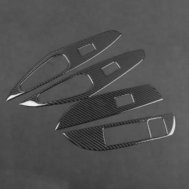 Imagem de PJFUS Compatível com Toyota Corolla 2019-2025/Corolla Cross 2021-2024 Fibra de Carbono Preto Real Carro Interruptor Botão de Controle Painel Decoração Adesivo Acabamento Auto Interior Acessórios Preto