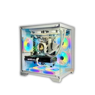 Imagem de PC Gamer Ryzen 7 5700X, 32GB DDR4 3200MHz, RTX 5060 8GB, SSD 1TB NVMe, Branco – Full White Premium Water Cooler RGB e Cabos Sleeved
