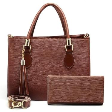 Imagem de Kit bolsa + carteira Tradicional Moderna Transversal Feminina (CARAMELO,M)