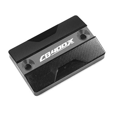 Imagem de Acc-Creativity Tampa do reservatório de fluido de freio dianteiro de alumínio para motocicleta, tampa do reservatório do cilindro mestre compatível com Honda CB400F CB400X CB500X (CB400X, Titanium)