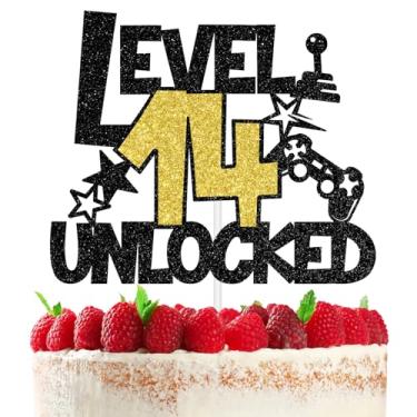Imagem de Topo de bolo desbloqueado de videogame nível 14, Bruh It's My 14th Birthday/Cheers to 14 Years, Level up Thirteenth Controller Themed Happy 14th Birthday Party Decorações para meninos adolescentes