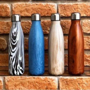 Imagem de Garrafa Térmica 500ml Estilo Madeira - Branca - Connectcell