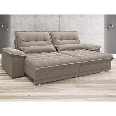 Imagem de Sofá Bergamo Retrátil e Reclinável Velosuede Bege 2,50m