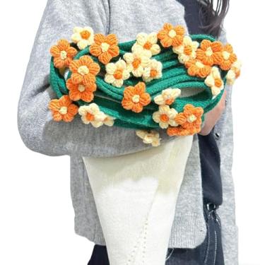 Imagem de Cowenhey Cobertor de buquê de flores, cobertor de crochê feito à mão, cachecol, toalha de mesa, cobertores de malha macios e leves para aniversário, casamento, dia dos namorados, decoração de casa