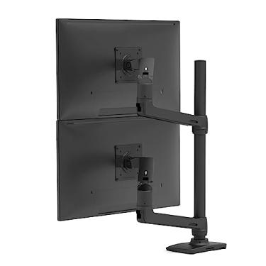 Imagem de Ergotron Braço duplo de empilhamento vertical LX, suporte de mesa VESA - para 2 monitores de até 40 polegadas, 7 a 10 kg cada - mastro alto, preto fosco