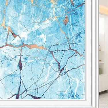 Imagem de Película de janela de privacidade de mármore, textura de estilo mármore, filme de vidro para sala de estar e escritório em casa, L90 x C 190 cm