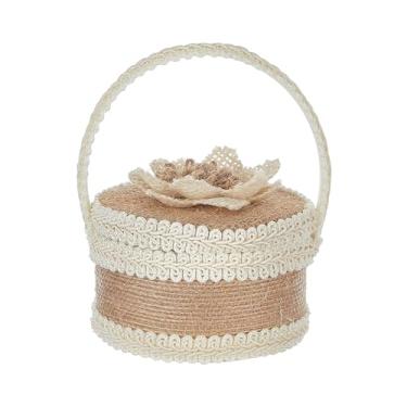 Imagem de Fancyes Caixa para porta-alianças de casamento, cesta para madrinhas, mini cesta multiuso para floristas, porta-alianças para eventos e festas de noivado