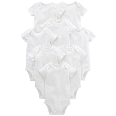 Imagem de Simple Joys by Carter's Body unissex para bebês com 8 unidades de manga curta, Branco, 0-3 Meses