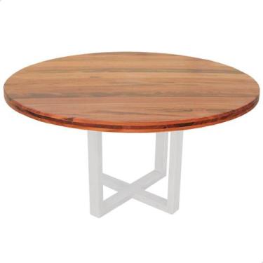 Imagem de Tampo Redondo De Madeira Maciça Cozinha Para Mesa Jantar 120cm - MHM M