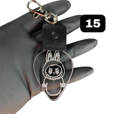 Imagem de Chaveiro Boneco Labubu Acrílico Led Rgb Recarregável 7 Cores - Lualki 