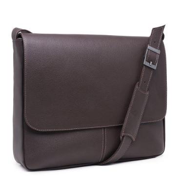 Imagem de Bolsa Maleta 100%couro Legitimo Masculina Alça Tiracolo - ADÁPTI, Café