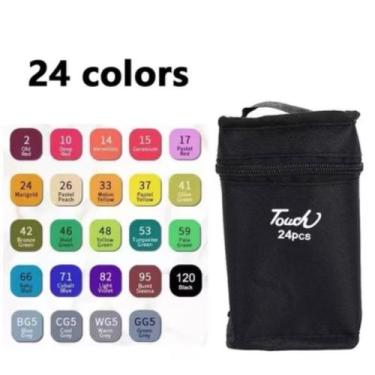 Imagem de canetinha de Colorir kit com 24unid Ponta Dupla - generica